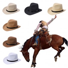 Fashion Hombre Mujer Straw Cowboy Cap Hat Wide Brim Sun Beach Hat Modern  eb-33381756